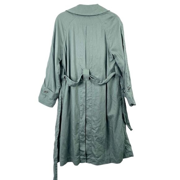 Madewell‎ Textural linen blend unlined Trench Coat Size XXS Architect Green - Picture 14 of 16